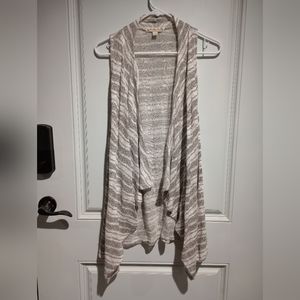 It's Our Time women's size large grey and white striped sleeveless sweater